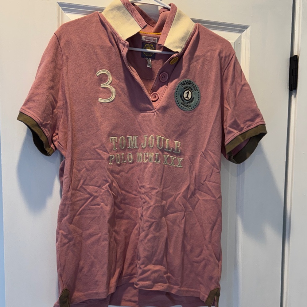 Joules women’s ' Pink Polo Shirt with Contrast Collar.